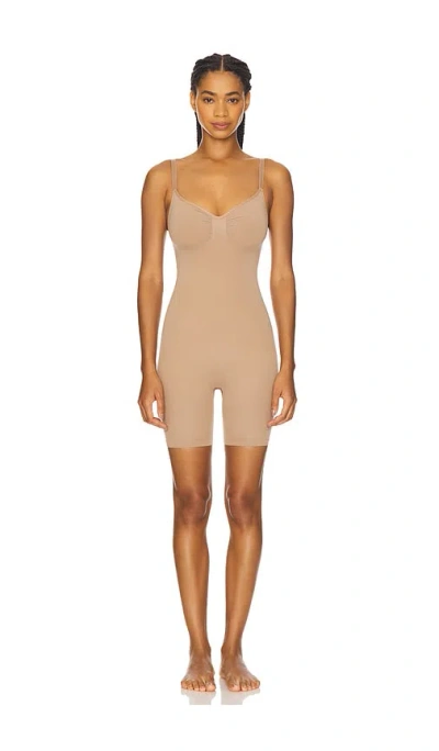 Skims Seamless Sculpt Mid Thigh Bodysuit In Sienna