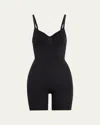 Skims Womens Onyx Sculpt Ruched Stretch-woven Body In Black