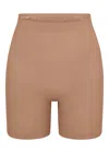 Skims Seamless Sculpt Mid-thigh Shorts In Brown