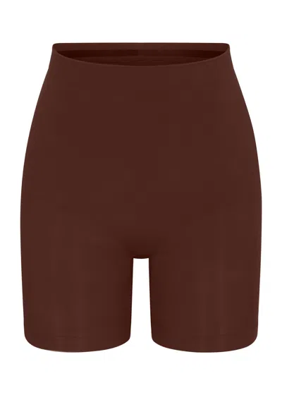 Skims Seamless Sculpt Mid-thigh Shorts In Brown