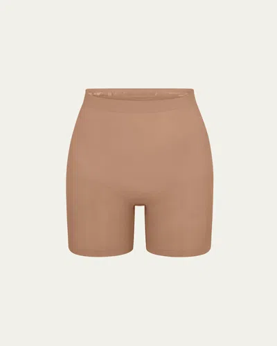 Skims Sculpt Fitted Stretch-woven Shorts In Nude (lingerie)