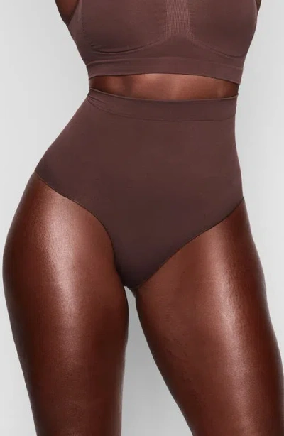 Skims Women's Seamless Sculpt Mid Waist Brief In Cocoa