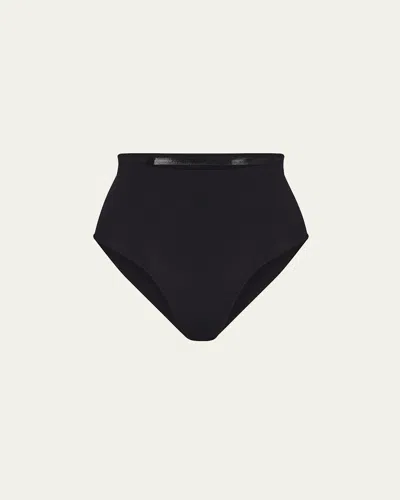 Skims Sculpting Mid-rise Stretch-woven Briefs In Black