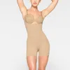 Skims Seamless Sculpt Solution Short Left Leg Exposed Shapewear In Clay In Grey