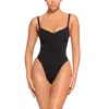 Skims Womens Onyx Scoop-neck Low-back Recycled Stretch-nylon Swimsuit In Black