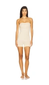 Skims Seamless Sculpt Strapless Shortie Bodysuit In White