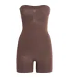 Skims Seamless Sculpt Strapless Shortie Bodysuit In Brown