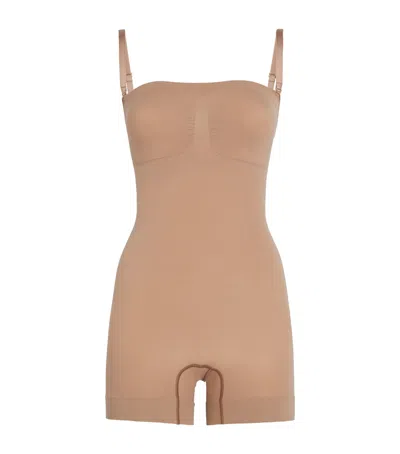 Skims Seamless Sculpt Strapless Shorts Bodysuit In Nude