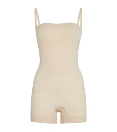 Skims Seamless Sculpt Strapless Shorts Bodysuit In Nude