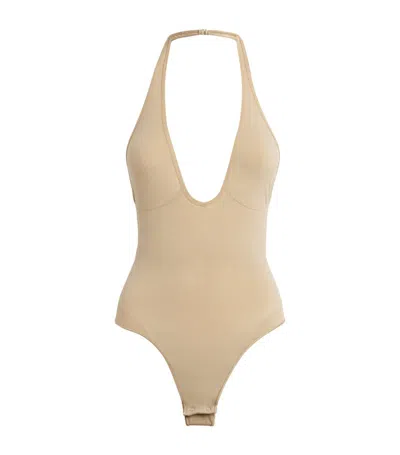 Skims Seamless Sculpt Thong Bodysuit In Beige