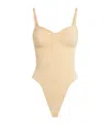 Skims Beige Seamless Sculpt Deep Plunge Thong Bodysuit In Beige