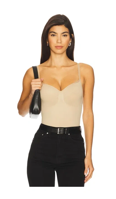 Skims Seamless Sculpt Thong Bodysuit In Brown