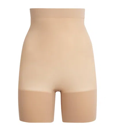 Skims Seamless Sheer Mid-thigh Shorts In Neutral
