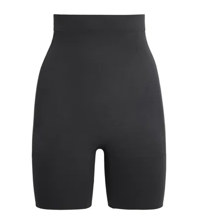 Skims Seamless Sheer Mid-thigh Shorts In Black