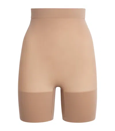 Skims Seamless Sheer Mid-thigh Shorts In Neutral