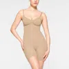 Skims Semaless Sculpt Low Back Mid Thigh Bodysuit In Clay