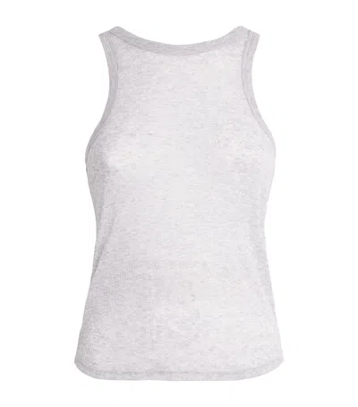 Skims Semi-sheer Ribbed Tank Top In Gray