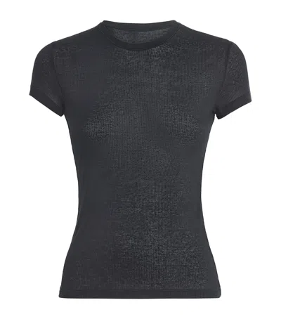 Skims Semi-sheer Ribbed T-shirt In Black