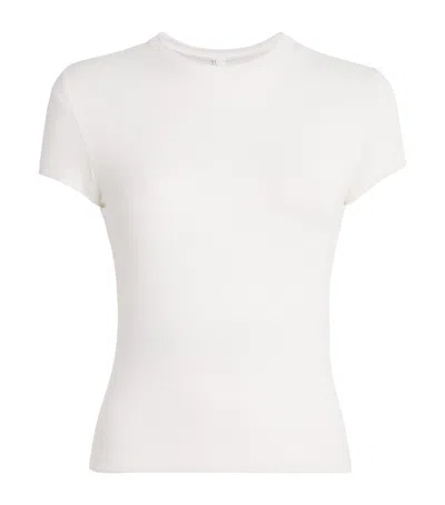 Skims Semi-sheer Ribbed T-shirt In White