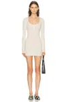 Skims Sheer Cashmere Henley Mini Dress In Neutral