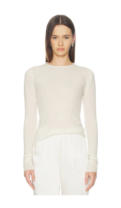 Skims Sheer Cashmere Long Sleeve Top In White
