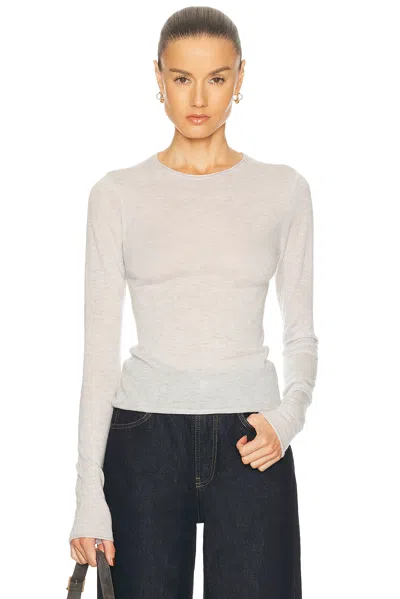 Skims Sheer Cashmere Long Sleeve Top In White