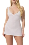 Skims Sheer Cotton Blend Mini Slip Dress In White