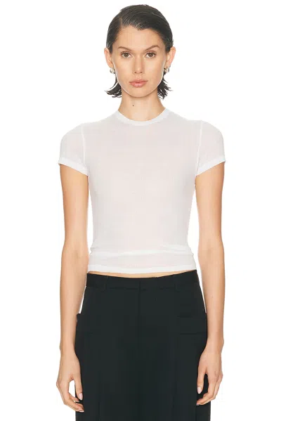 Skims Sheer Cotton Crewneck Standard Tee In White