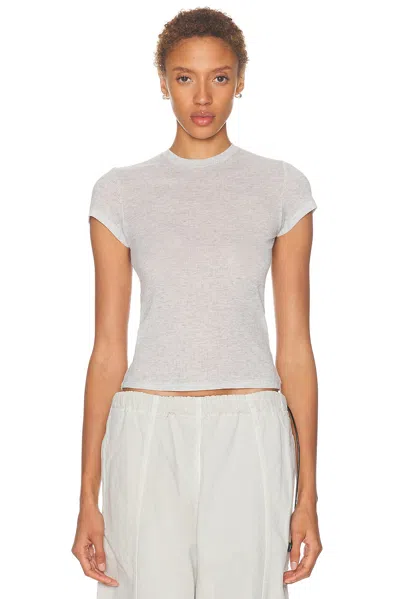 Skims Sheer Cotton Crewneck Standard T-shirt In Gray