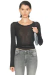 Skims Sheer Cotton Long Sleeve Top In Animal Print