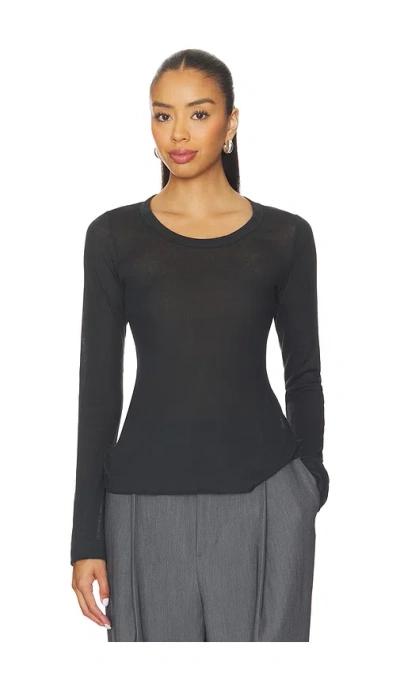 Skims Sheer Cotton Long Sleeve Top In Black