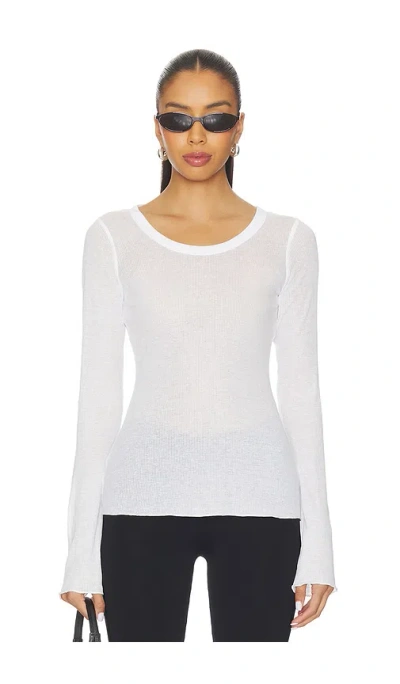 Skims Sheer Cotton Long Sleeve Top In White