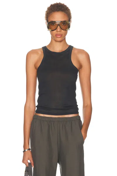 Skims Sheer Cotton Tank Top In Black