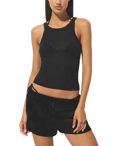 Skims Sheer Cotton Tank Top In Black