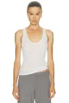 Skims Sheer Cotton V-neck Tank Top In White