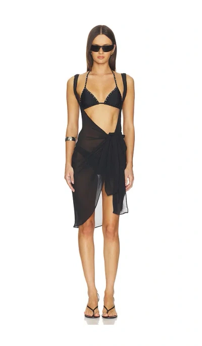 Skims Sheer Cover Up Dress Sarong In Black