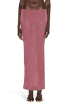 Skims Sheer Knit Foldover Maxi Skirt In Pink