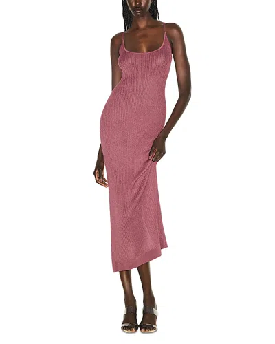 Skims Sheer Knit Midi Dress In Pink