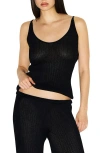 Skims Sheer Knit Plunge Tank In Black