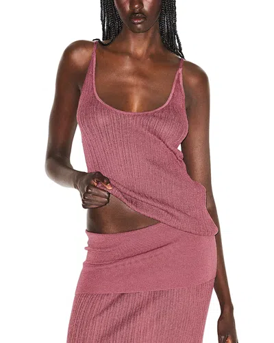 Skims Sheer Knit Tank In Burgundy