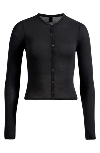 Skims Sheer Modal Blend Cardigan In Black