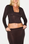 Skims Sheer Modal Blend Cardigan In Brown