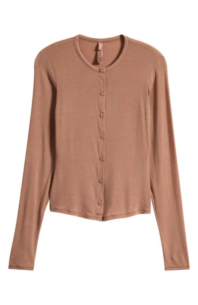 Skims Sheer Modal Blend Cardigan In Brown