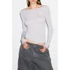 Skims Sheer Modal Blend Long Sleeve Boat Neck Top In Gray