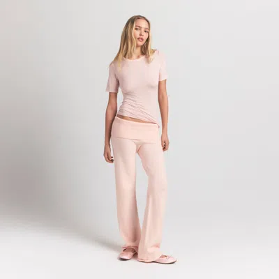 Skims Sheer Modal Long T-shirt In Pink