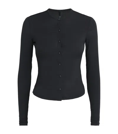 Skims Sheer Modal Cardigan In Black
