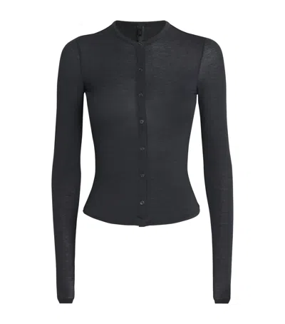 Skims Sheer Modal Cardigan In Black