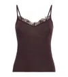 Skims Sheer Modal Lace Camisole In Brown