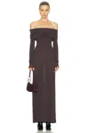 Skims Sheer Modal Off Shoulder Long Dress In Purple