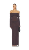 Skims Sheer Modal Off Shoulder Long Dress In Purple